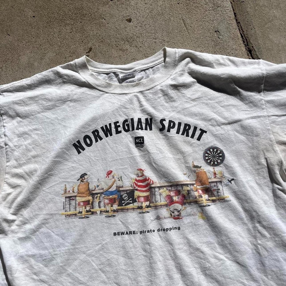 Y2K Norwegian cruise line pirate humor travel tee XL