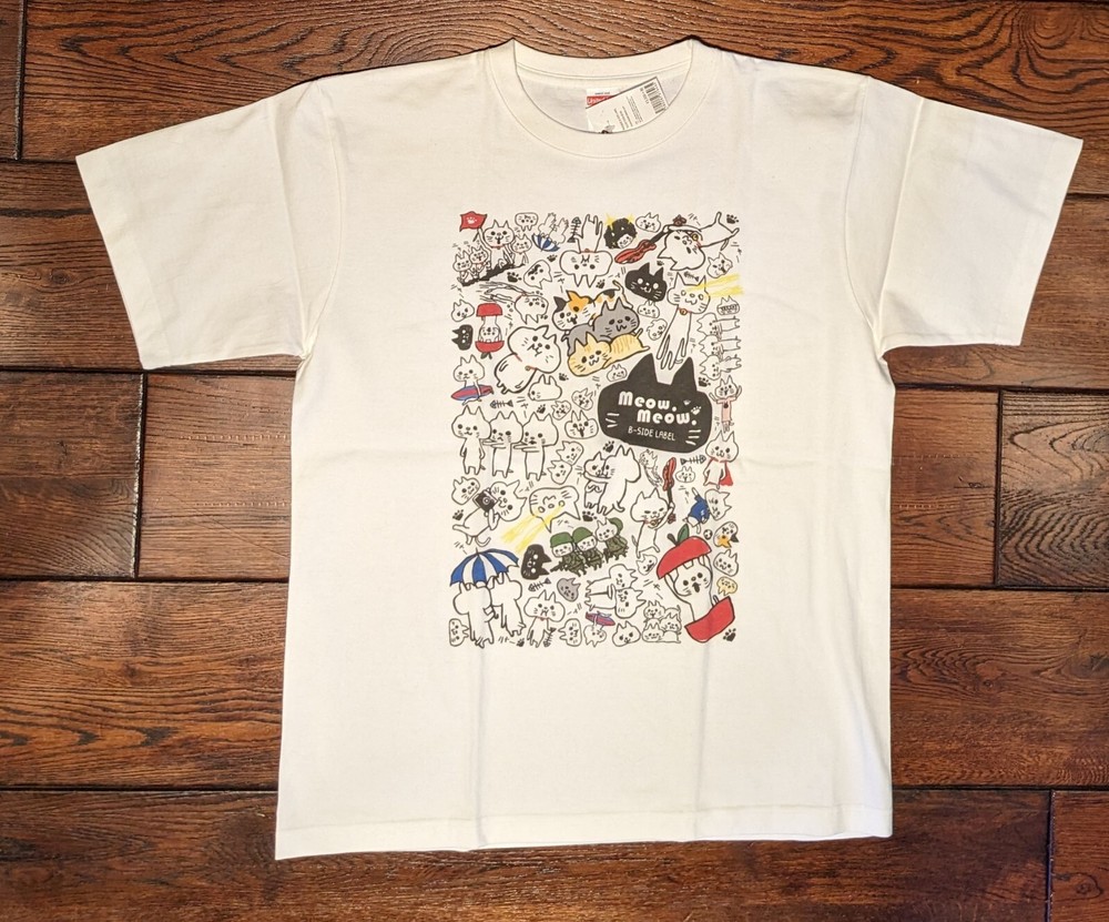 B-side Label Japan Cat Gathering Meow Meow T-Shirt Men’s Size Large – NWT
