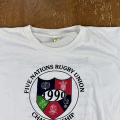 Vintage Five Nations Rugby Union Championship 1990 Single Stitch T Shirt Large