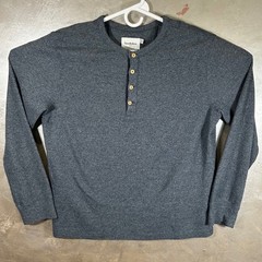 Goodfellow & Co Mens Dark Gray Waffle Knit Henley Long Sleeve Shirt Medium