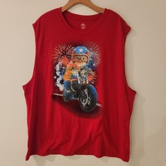 Way to Celebrate Patriotic Motorcycle Cat Muscle Shirt 4th Of July Shirt 3XL NEW