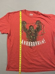 Star Wars Chubacca Christmas Red T-Shirt, Size XL, Chest 44