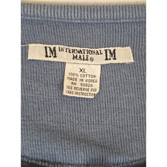 International Male Vintage 90s Henley Shirt Ribbed Long Sleeve XL Blue Local 99
