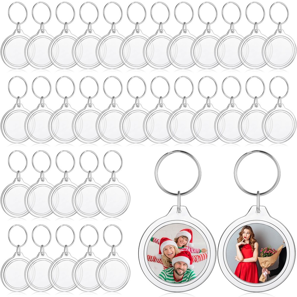 150 Pcs Round Photo Insert Keychain Clear Acrylic Picture Keychains Picture F…