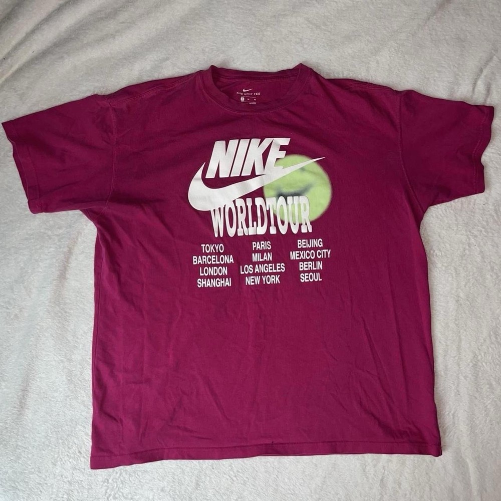 Nike Shirt Mens XL Pink World Tour Graphic Cities Move Your Body Swoosh Tee
