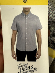 Jachs Mens Button Down Short Sleeve Dress Casual Shirt NWT