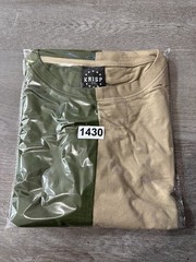 KRISP NYC T-Shirt Green Tan Split Asymmetrical Hem with Zippers Men’s Size XL