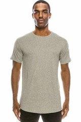 Casual Extended Drop Cut Extra Longline Crewneck T-Shirt (Grey)
