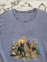 HSK Men’s Graphic T-Shirt XL German Shepherd Dog Print Mineral Wash Cotton