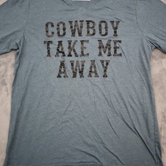 Bella Canvas Shirt Mens L Heather Cowboy Take Me Away Printed Vneck Casual Tee