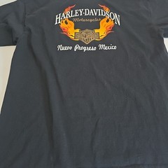 Vintage Harley Davidson T Shirt XL Nuevo Progreso Mexico YAZBEK Black Flam wings