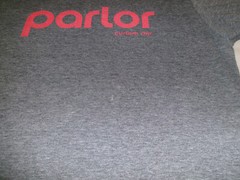 PARLOR CUSTOM SKIS T SHIRT SzL SKIING SNOW WINTER SYMBOL ON BACK
