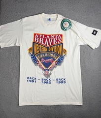 MLB Atlanta Braves Western Division 1993 Mens T-Shirt White Medium Starter NWT