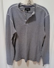 Bonobos Men’s Henley Shirt Navy White Striped Long Sleeve Size Medium