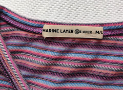 Marine Layer Men’s Re-Spun Crew T-Shirt M/L Multicolored Striped Stretch Crew