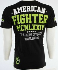 AMERICAN FIGHTER Corner Black Neon Green Athletic Mens Crewneck T-shirt S-3XL