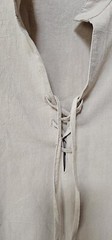 Men’s Casual Long Sleeve Henry Shirt Lace-Up Stand-Up Collar Cotton Linen Blouse