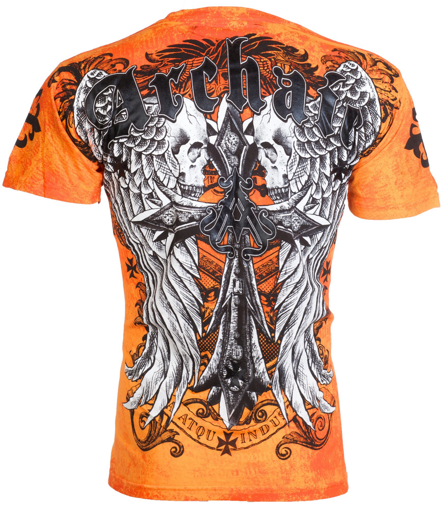 ARCHAIC AFFLICTION Men’s T-Shirt LUSTROUS Wings Skull Biker S-5XL $40