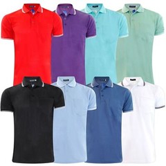 Mens Polo Shirt Cotton Pique Pocket Men Ribbed Tipping Collar PK T Shirt Summer