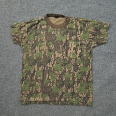 Vintage Camouflage T Shirt Adult Medium Brown Green Tree Bark Ace Sportswear 80s