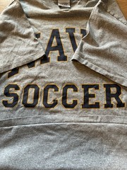 Vintage 80s Made in USA Cotton Rayon Single Stitch Navy Soccer Tee Size M
