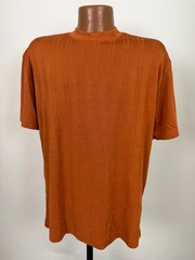 Vintage 90s Y2K Ribbed Shirt Men Large Silky Stretchy Polyester Burnt Orange