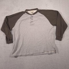 Cabela’s Henley Shirt Mens 2XL Gray Brown Long Sleeve Thermal Lined Raglan