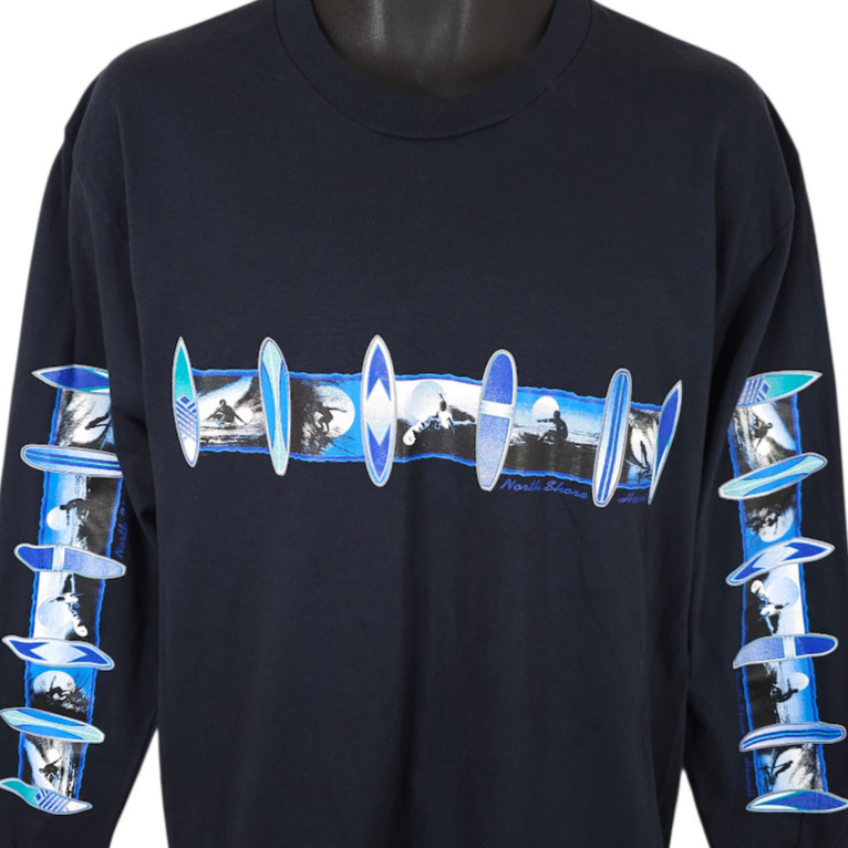 North Shore Surfing T Shirt Mens Size Large Blue Hawaii Travel Destination Tee