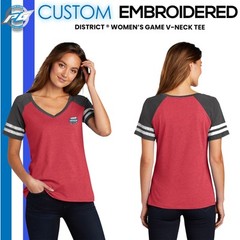 Custom Embroidered Crewneck T-Shirt, District Women’s Game V-Neck Tee Gift DM476
