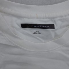 Greg Norman Mens Shirt Medium White Short Sleeve Cotton Pocket Shark Logo New