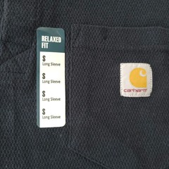 NWT Carhartt SMALL Relaxed Fit Heavyweight L/S Henley Pocket Thermal Shirt Navy