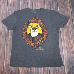 Disney The Lion King Shirt Mens XL Gray Graphic Simba Tribal Pattern Tee Movie