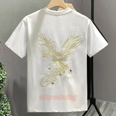 Men’s Phoenix Embroidery Short Sleeve T-Shirt Summer Breathable Casual Tee