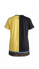 100% Cotton Two Tone Yellow/Black Tee Shirt Lion of Judah King Brown Fringes