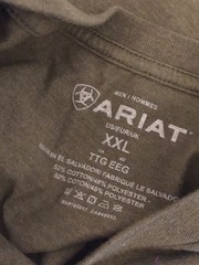 ARIAT Graphic Tee T-Shirt Men XXL Short Sleeve Crewneck Green S/S Flag On Back