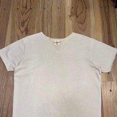 Two Moon Skipper Neck V-Neck Short Sleeve Sweatshirt Beige M 40/42