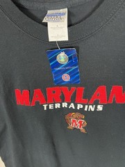 Maryland Terrapins T Shirt Men’s L Black Crewneck Short Sleeve Pre Shrunk Cotton