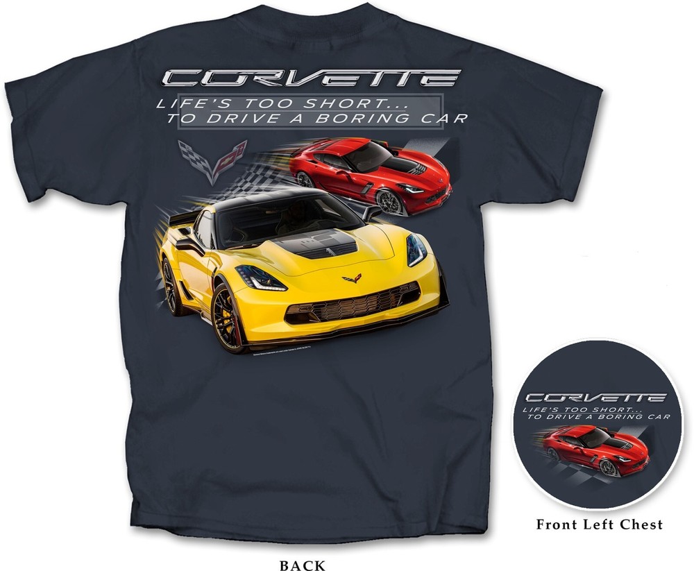 Joe Blow T’s Chevy Corvette Men’s T-Shirt Life’s Too Short to Drive a Boring Car