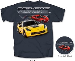 Joe Blow T’s Chevy Corvette Men’s T-Shirt Life’s Too Short to Drive a Boring Car
