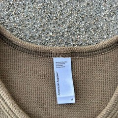 Vintage Y2K American Apparel Dexter Morgan Henley Thermal Green Medium USA Made