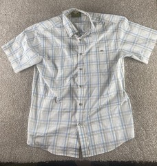 Marsh Wear Pocket Shirt Ride the Tide Fish Southern Mens M Blue/Beige Nylon/Poly