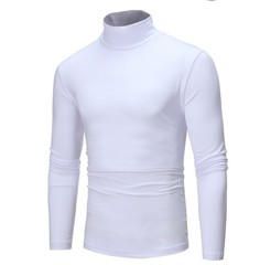 Spring and Autumn Men’s Thin Solid Color Half Turtleneck Long Sleeve T-Shirts