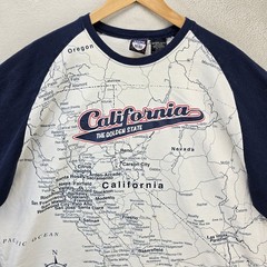 Vtg California Golden State Shirt Mens 3XL Map All Over Print Raglan Sleeve