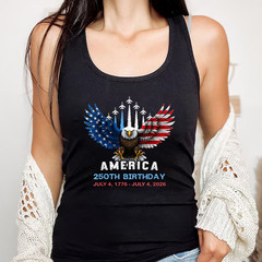 250 Years 1776 2026 Birthday Eagle Jets Flag 4th of July Men Tank top