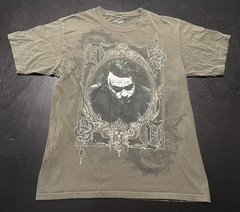 Official Dark Knight Joker Playing Card T-Shirt, Military Green, Size: Medium