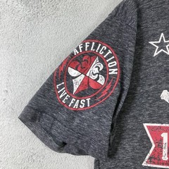 Affliction Shirt Adult Medium Dark Gray Graphic Tee Performance Live Fast USA