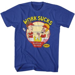 MTV Classic Cartoon Beavis And Butthead Burger World WORK SUCKS Men’s T Shirt