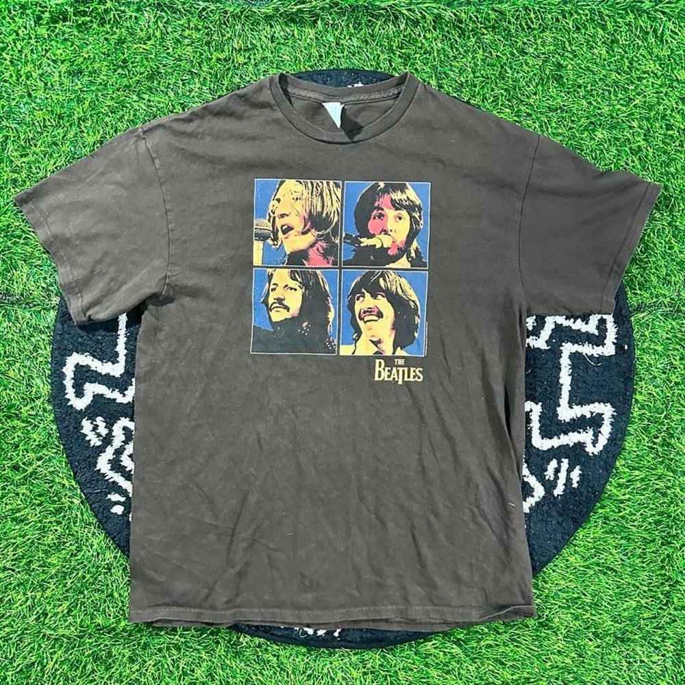 Brown Delta Pro Weight Brown Beatles Band Members Graphic T-Shirt – L