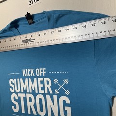 District Men Shirt Size S Blue Summer Strong Activewear Logo Short Sleeve 44