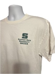 VTG Slippery Rock University Soccer Tee Shirt Adult Large White Short Sleeve